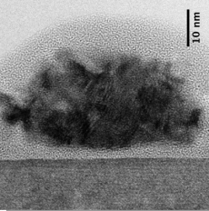 Hochauflsendes TEM-Bild eines Si/SiO2/Rh stapels - vergrerte Ansicht