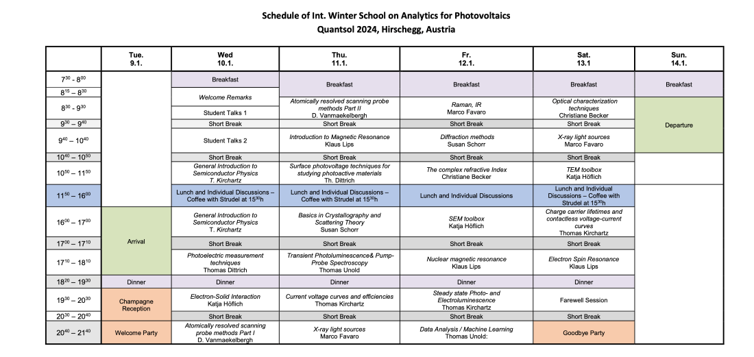 Timetable Quantsol Winter School