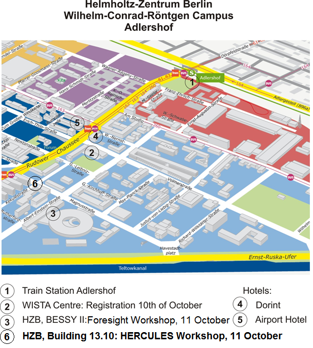 HERCULES Workshop venue - site map - enlarged view