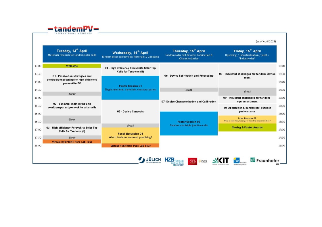 Schedule at a glance (April 2021) - enlarged view