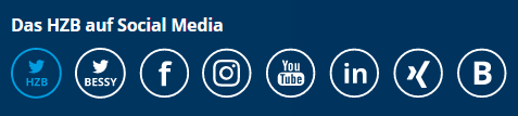 Icons für die Social Media Kanäle des HZB