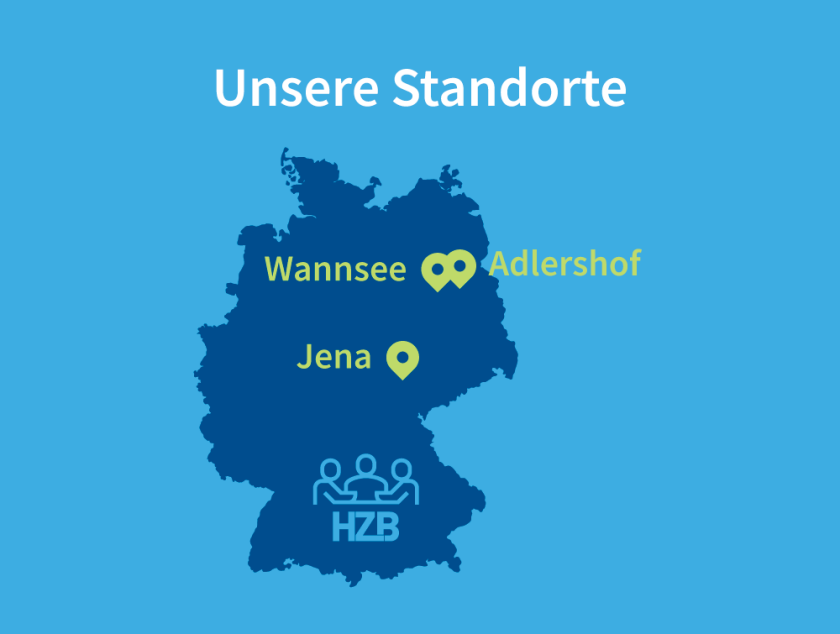 3 Standorte: Adlershof, Wannsee und Jena