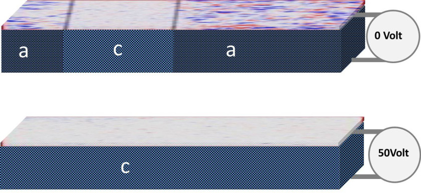 The picture shows a sample of two 'ferroic' layers - enlarged view