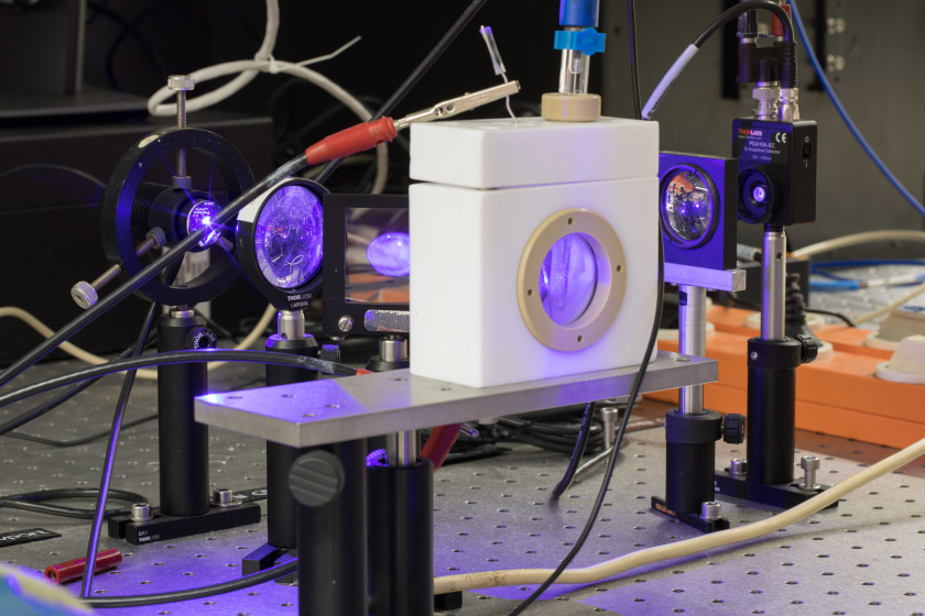 Photoelectrochemical laboratory: Optical table - enlarged view