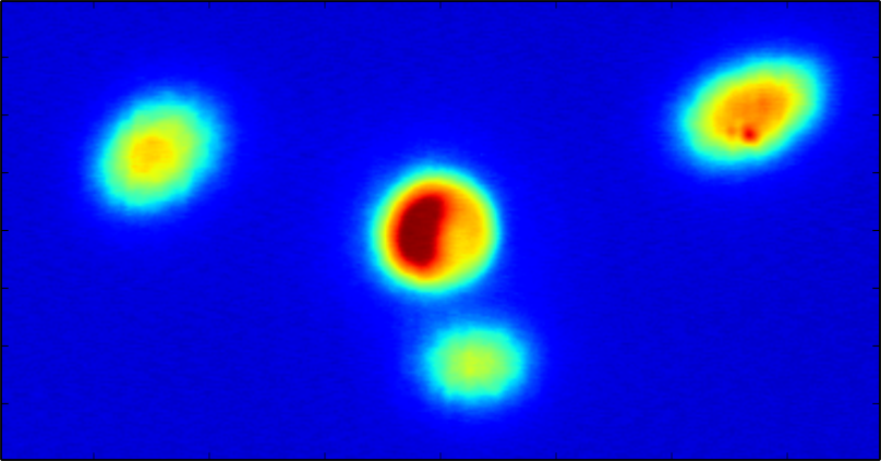 Ein Abbild des Strahlungsquellpunktes an einem Dipolmagneten im Twin Orbit Modus - vergrößerte Ansicht