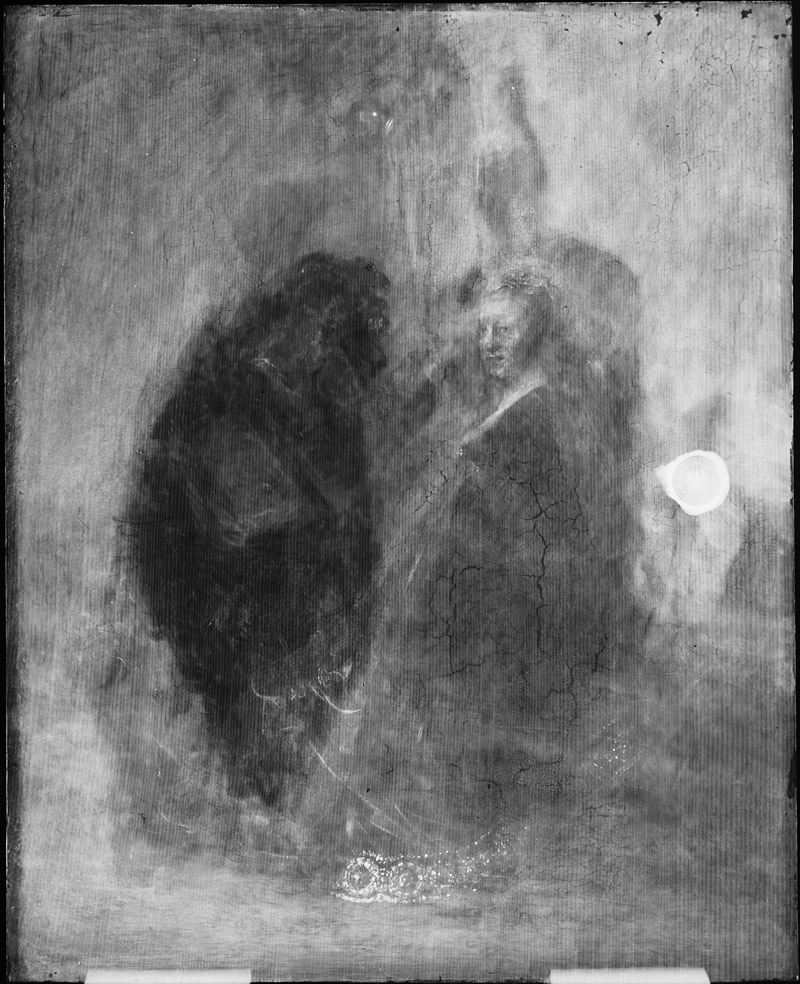 Rembrandt Minerva, Röntgenaufnahme - vergrößerte Ansicht