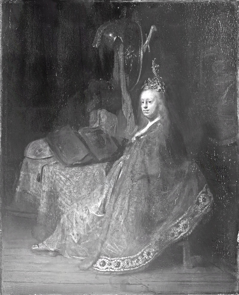 Rembrandt Minerva, Infrarotreflektografie - vergrerte Ansicht