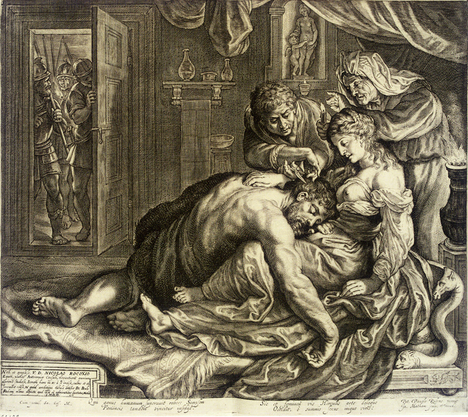 Jacob Matham nach Peter Paul Rubens, Simson in Delilas Scho schlafend - vergrerte Ansicht