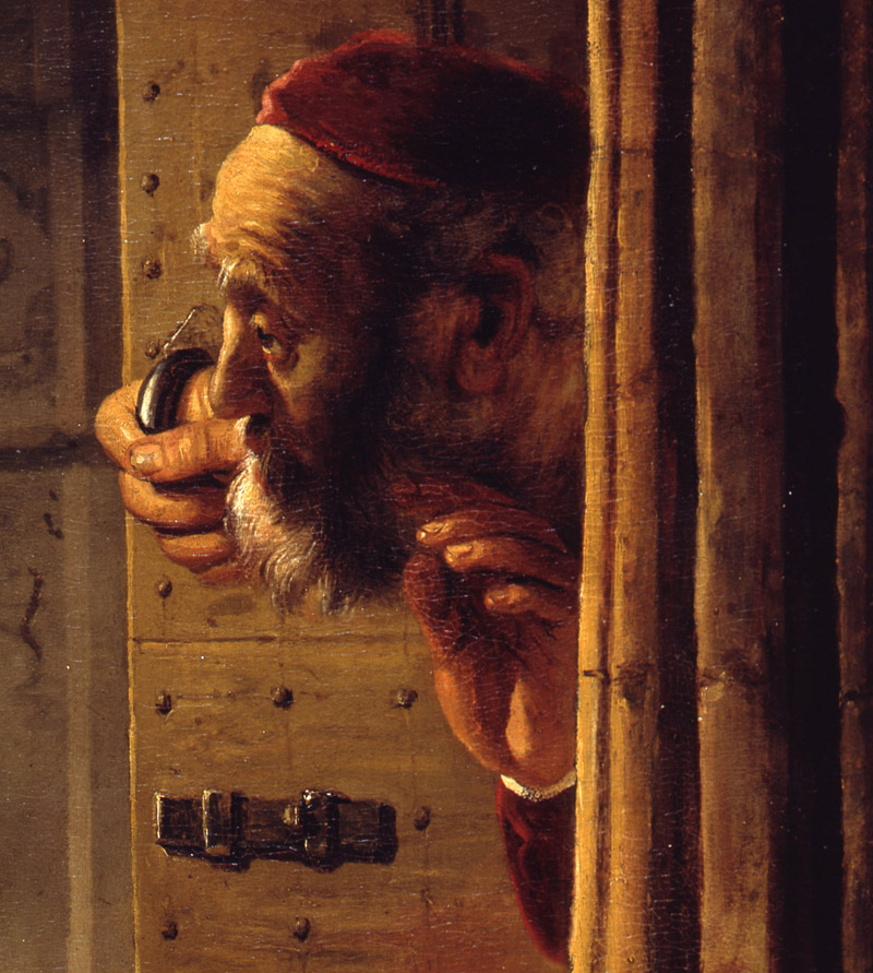 Rembrandt Harmensz van Rijn, Simson bedroht seinen Schwiegervater, Detail - vergrößerte Ansicht