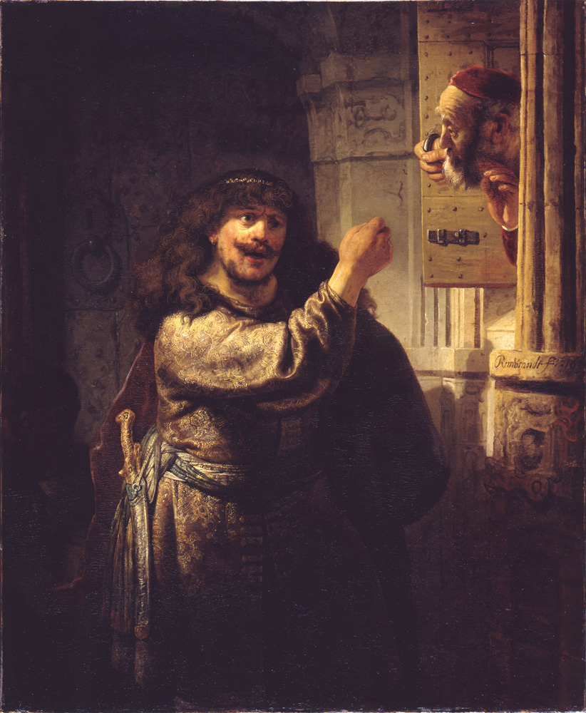 Rembrandt, Simson bedroht seinen Schwiegervater - vergrößerte Ansicht