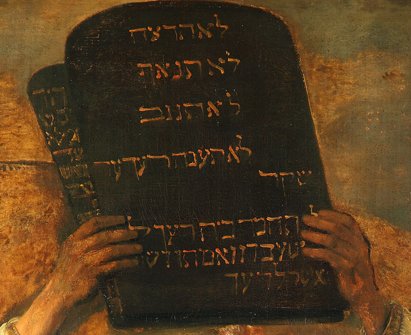 Rembrandt, Moses zerschmettert die Gesetzestafeln, Detail - vergrerte Ansicht