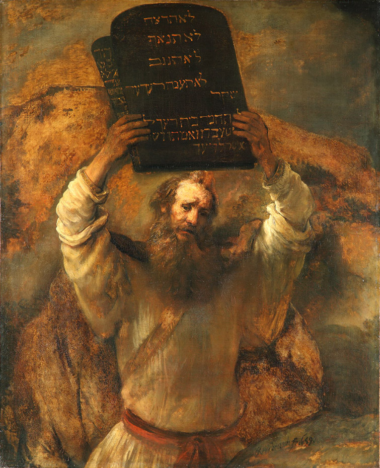 Rembrandt, Moses zerschmettert die Gesetzestafeln - vergrerte Ansicht