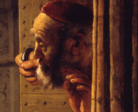 Rembrandt, Simson bedroht seinen Schwiegervater, Detail