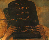 Rembrandt, Moses schmettert die Gesetzestafeln, Detail