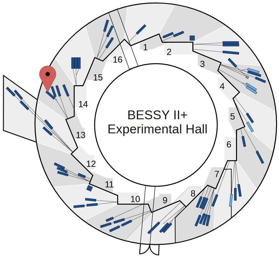 Experimental hall showing location of beamline