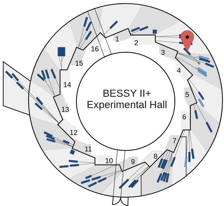 Experimental hall showing location of beamline