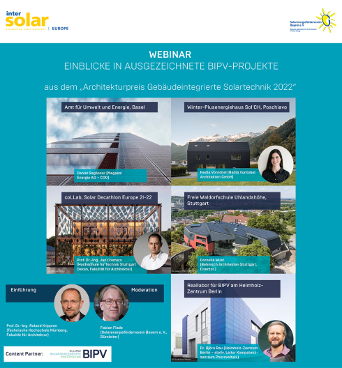 Webinar | Ausgezeichnete Solararchitektur: Ausgewhlte Projekte aus dem Architekturpreis gebudeintegrierte Solartechnik 2022