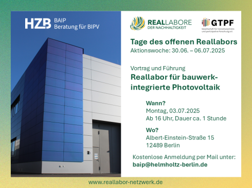 Tage des offenen Reallabors - Das HZB ldt ein!