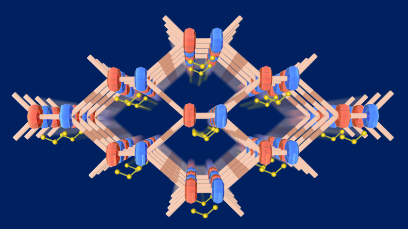 On the pores of this radical organic framework, polysulphides are firmly trapped. They are thus prevented to leak back into the battery, shortening the battery service life.