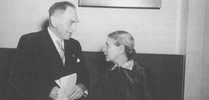 Lise Meitner und Otto Hahn am 14.3.1959 bei der Einweihung des HMI.