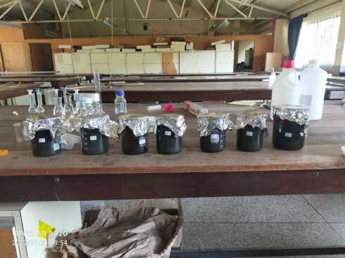 The washing of the materials.
