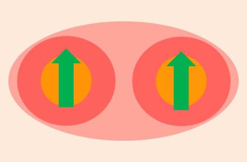 Dichromium-Cation: ten out of the eleven remaining valence electrons are localised around an atom. Their spins are aligned thus leading to ferromagnetism. Only one electron is taking care of the molecular bonding. 