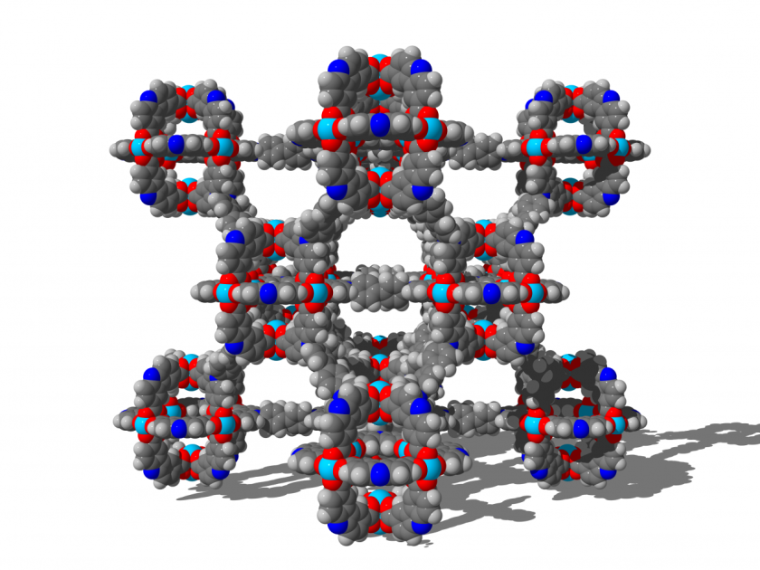 Die dreidimensionale Netzwerkstruktur des ultrapor&ouml;sen und flexiblen Materials DUT-49 besitzt eine hohe Speicherkapazit&auml;t f&uuml;r Methangas. &copy; TU Dresden, Prof. AC1