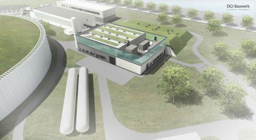 So wird die neue Beschleunigerhalle des HZB aussehen, wenn sie fertiggestellt ist. Entwurf &amp; Rendering: DGI Bauwerk
