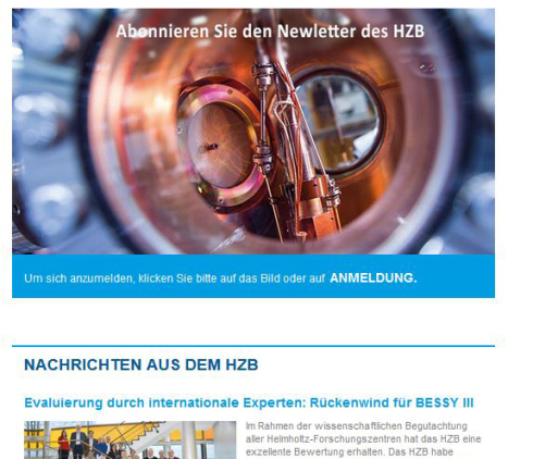 HZB Newsletter mit monatlichen Highlights und Veranstaltungstipps