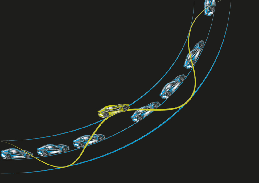 Das Bild veranschaulicht am Beispiel einer Autobahn, wie sich die zweite Spur um die erste Spur herumwindet.  Die Experimentatoren an den Beamlines k&ouml;nnten dann zuk&uuml;nftig entweder die dichte Folge von Lichtblitzen der ersten Spur nutzen oder aber die einzelnen Lichtblitze der zweiten Spur ausw&auml;hlen.  