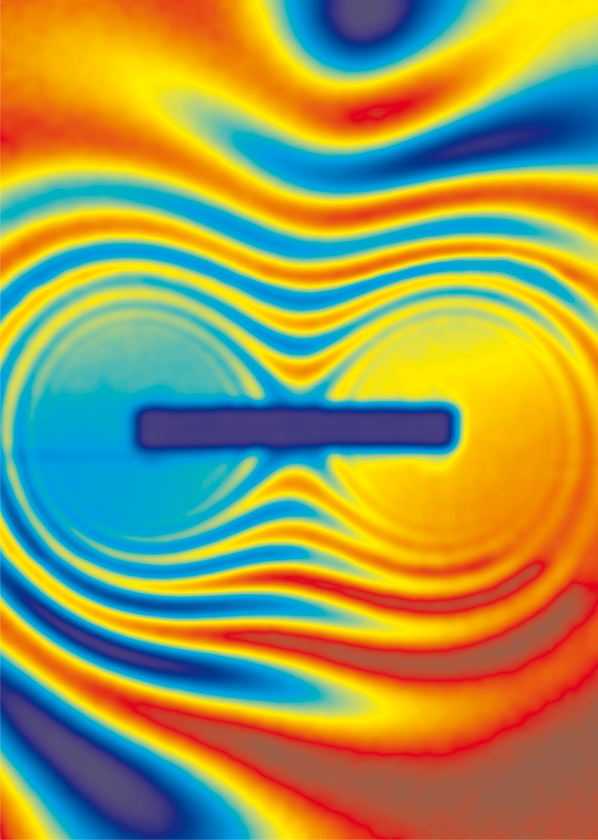 <a id="c237841" name="c237841"></a> Die zwei Bilder zeigen das magnetische Feld eines Dipolmagneten, sichtbar gemacht mithilfe von polarisierten Neutronen.