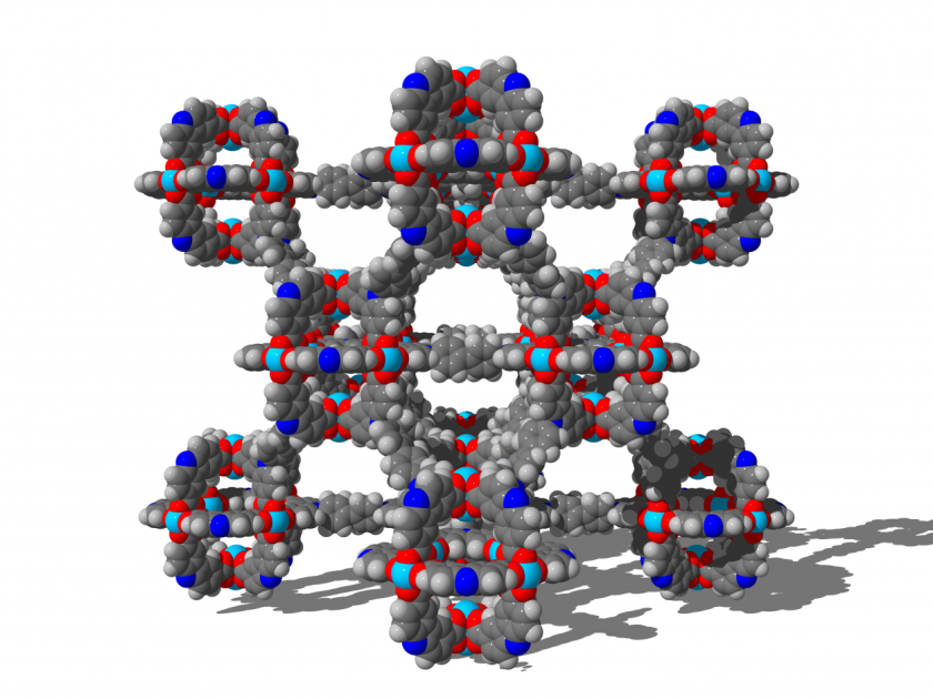 The three-dimensional structural network of the ultra-porous and flexible material called DUT-49 can store large amounts of methane. &copy; TU Dresden, Prof. AC1