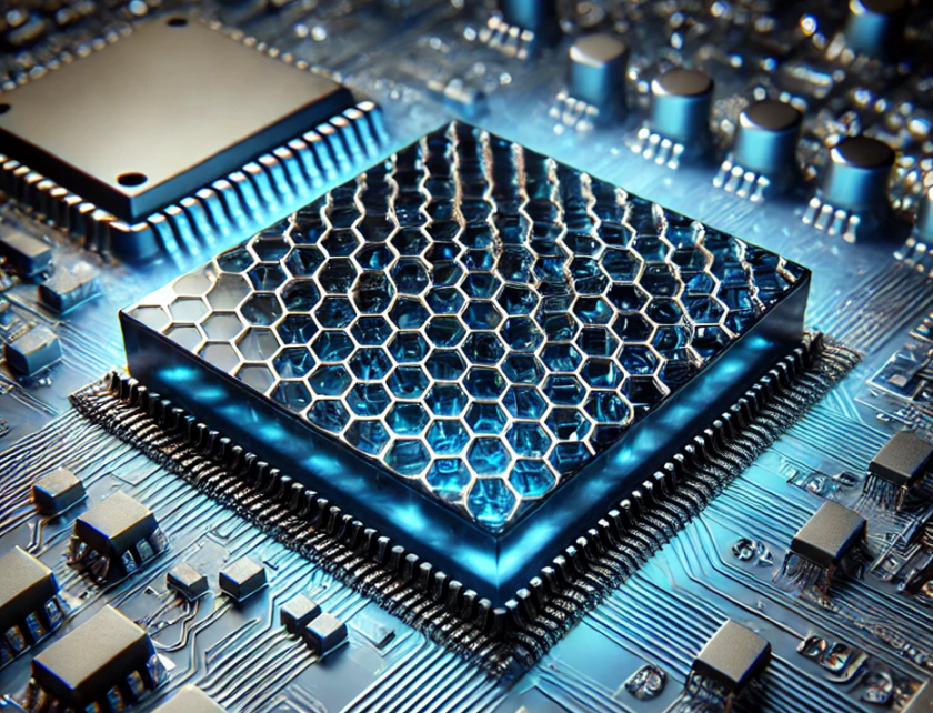 Graphene layer on microchip - enlarged view